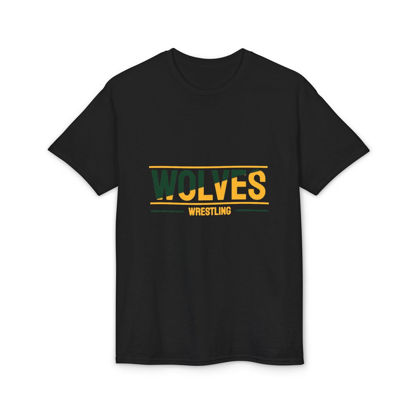 Wolves Wrestling Team T-Shirt — Retro Green & Gold Athletic Tee