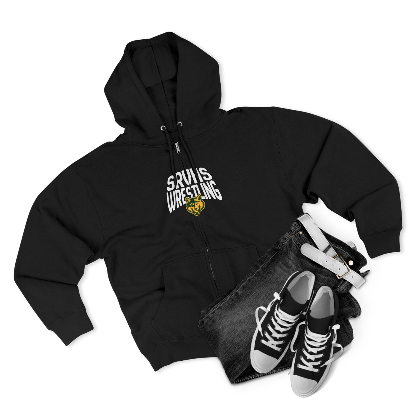 SRV Athletics Zip Hoodie — School Mascot Wolf Sports Hoodie